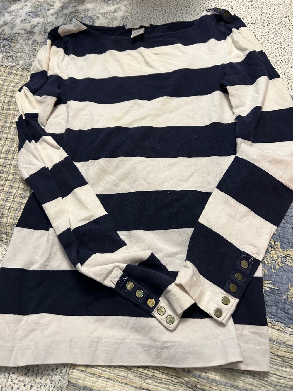 Classic Navy & White Striped Long-Sleeve Top